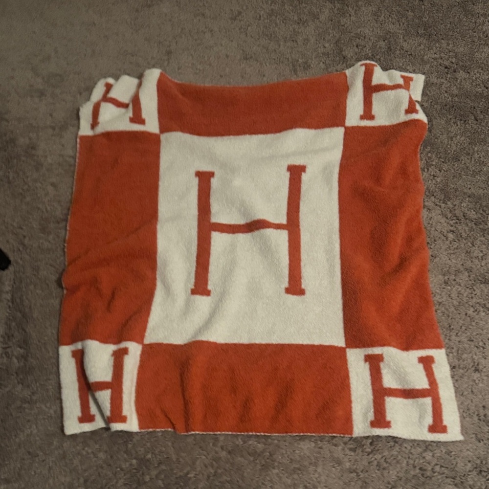 Orange and White H Pattern Blanket Baby